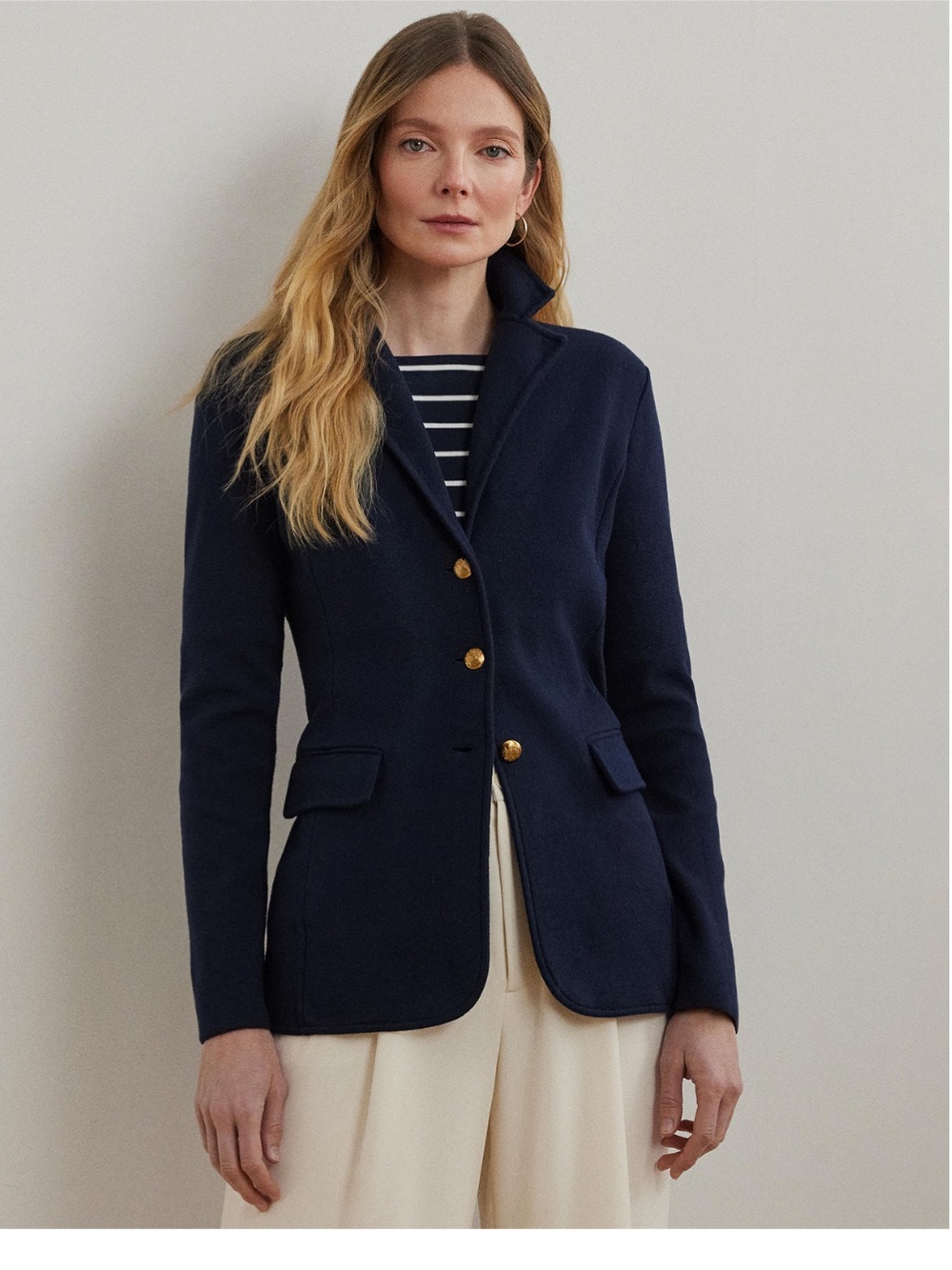 NEW Lauren Ralph Lauren Sweater Knit Blazer Navy, Size M - Picture 2 of 6